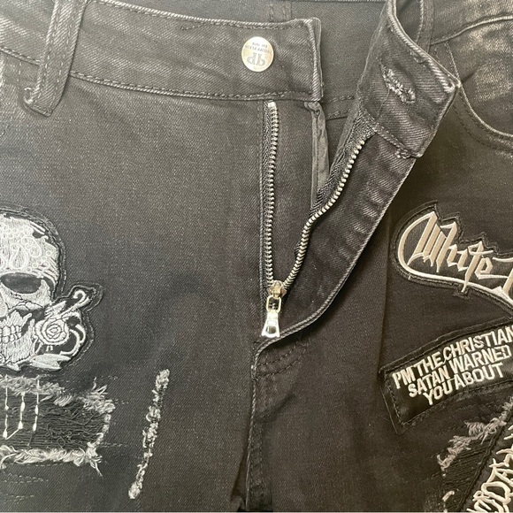 Philipp Plein Amiri Jeans Men’s Patch Distressed faded black and grey Jean SZ 38 - Picture 8 of 17